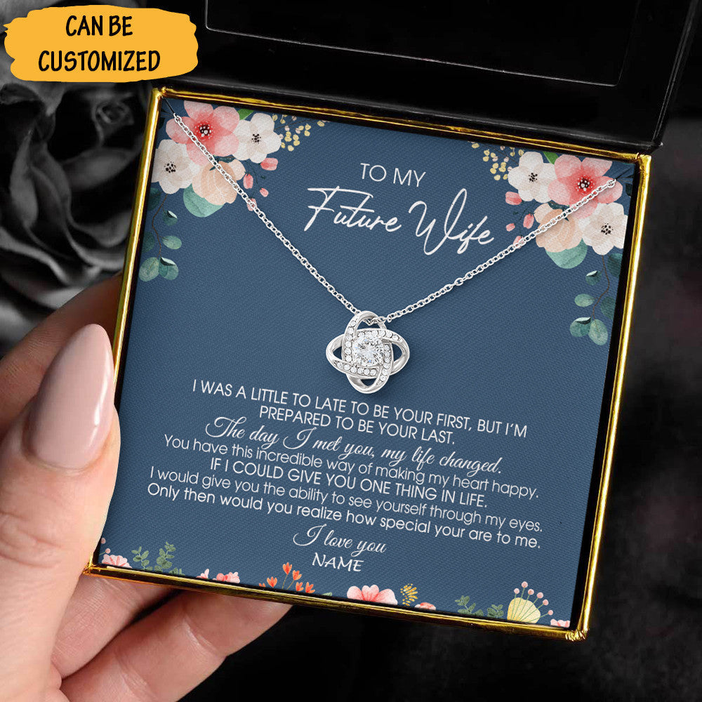 Personalized To My Future Wife Love Knot Necklace Sterling Silver Love Knot Pendant Christmas Gifts For Future Wife