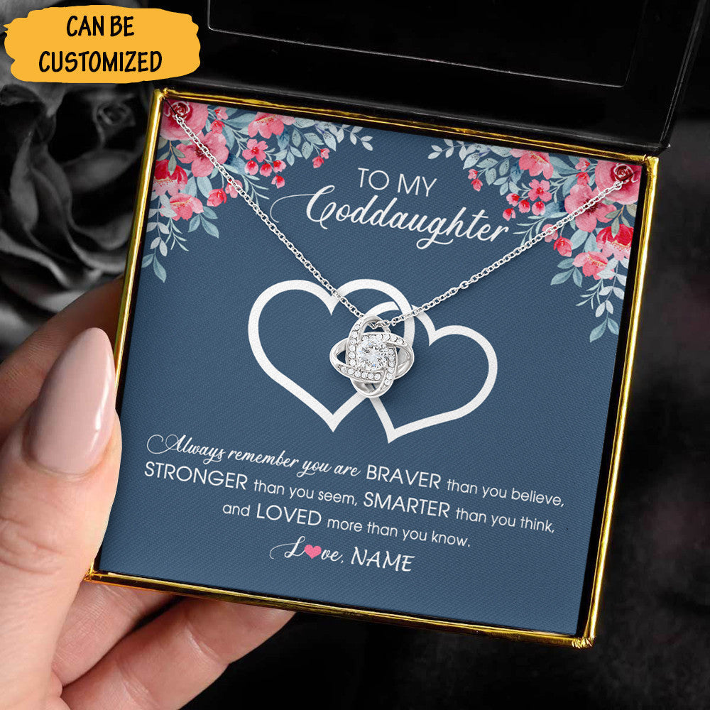 Personalized To My Goddaughter Necklace Sterling Silver Love Knot Pendant Goddaughter Necklace Box For Gift