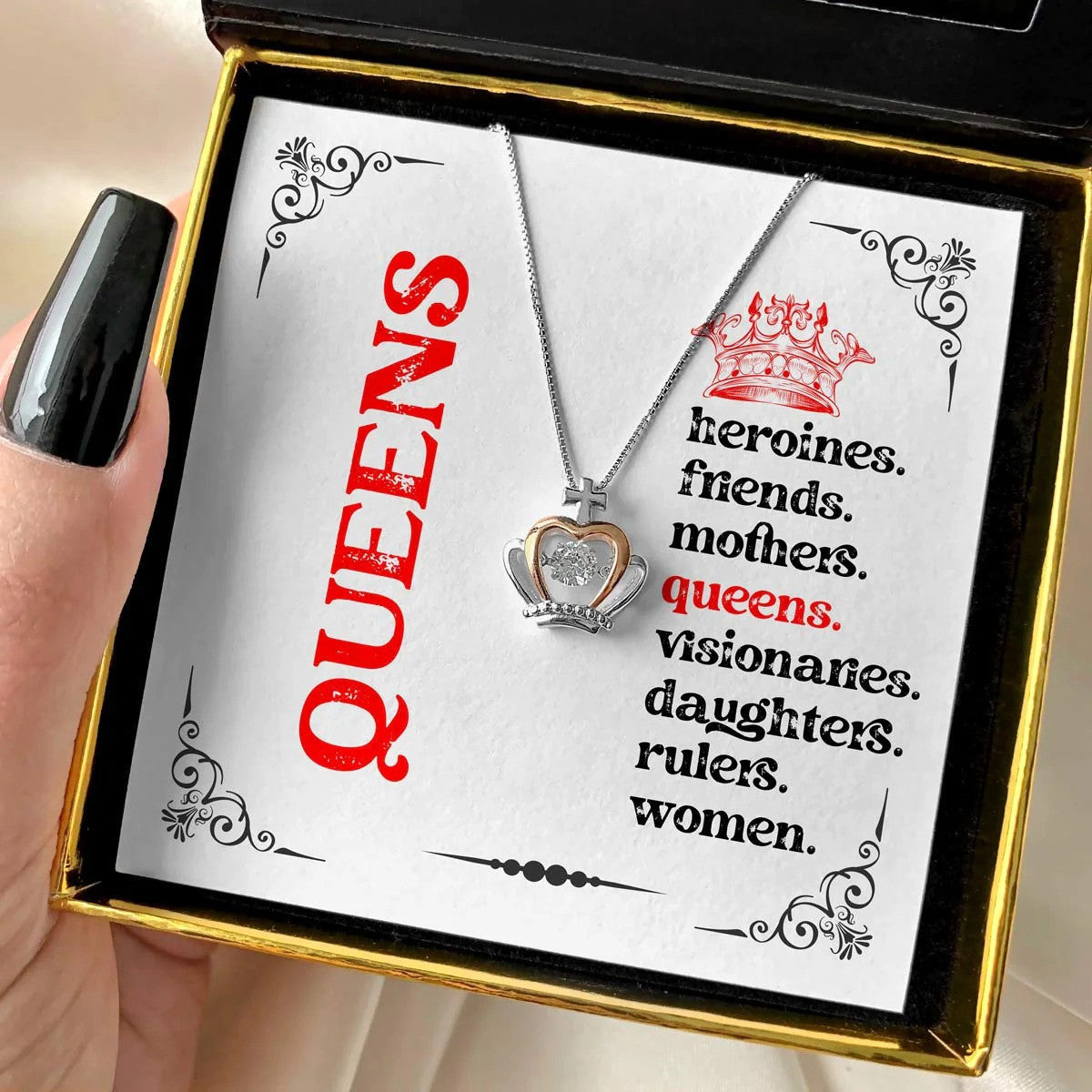 Queens Women Crown Pendant Necklace Sterling Silver Queen Crown Necklace Mother's Day Gifts For Wife