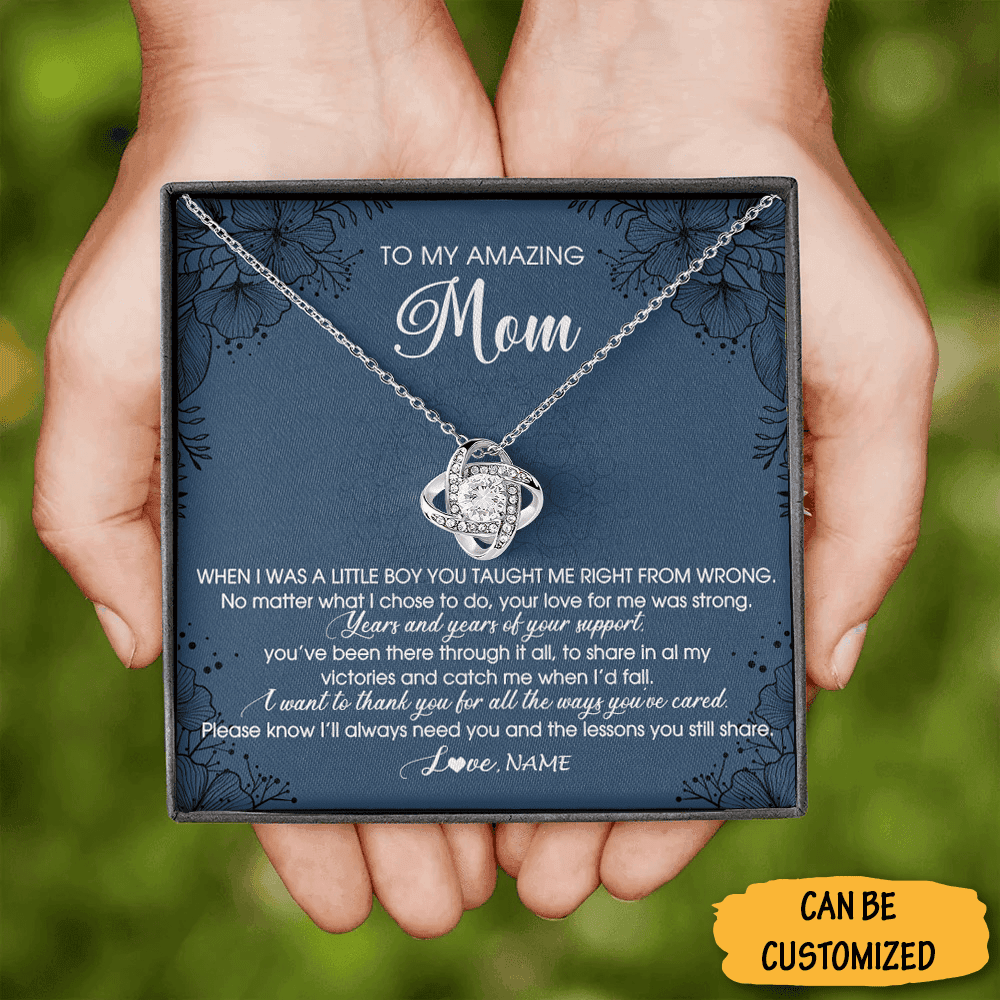 Custom To My Amazing Mom Necklace From Son Love Knot Silver Necklace Best Christmas Gifts Ideas For Mom