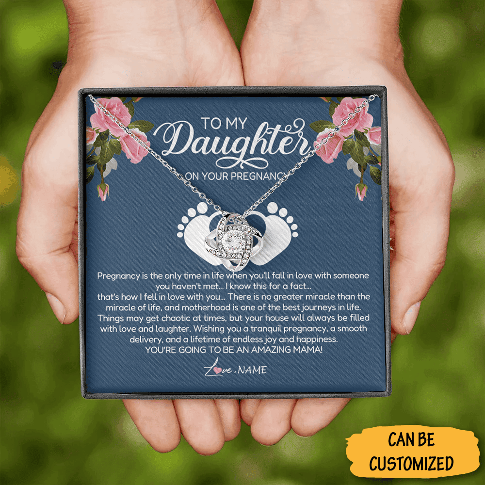 Personalized To My Daughter On Our Pregnancy Love Knot Necklace Pregnancy Gifts For First Time Moms