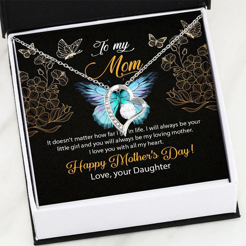 To My Mom Happy Mothers Day Heart Necklace Silver Solitaire Crystal Necklace Mothers Day Gifts From Daughter
