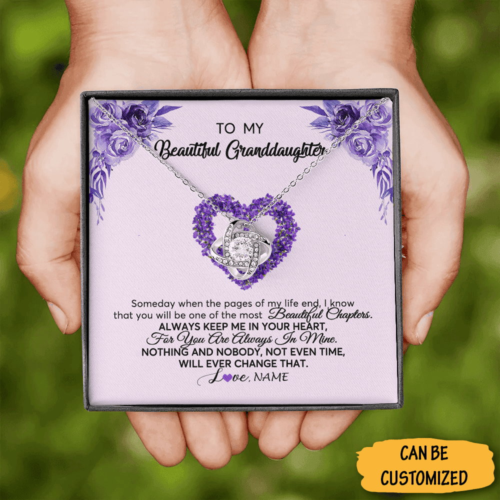 Personalized To My Beautiful Granddaughter Love Knot Silver Necklace Special Granddaughter Gifts