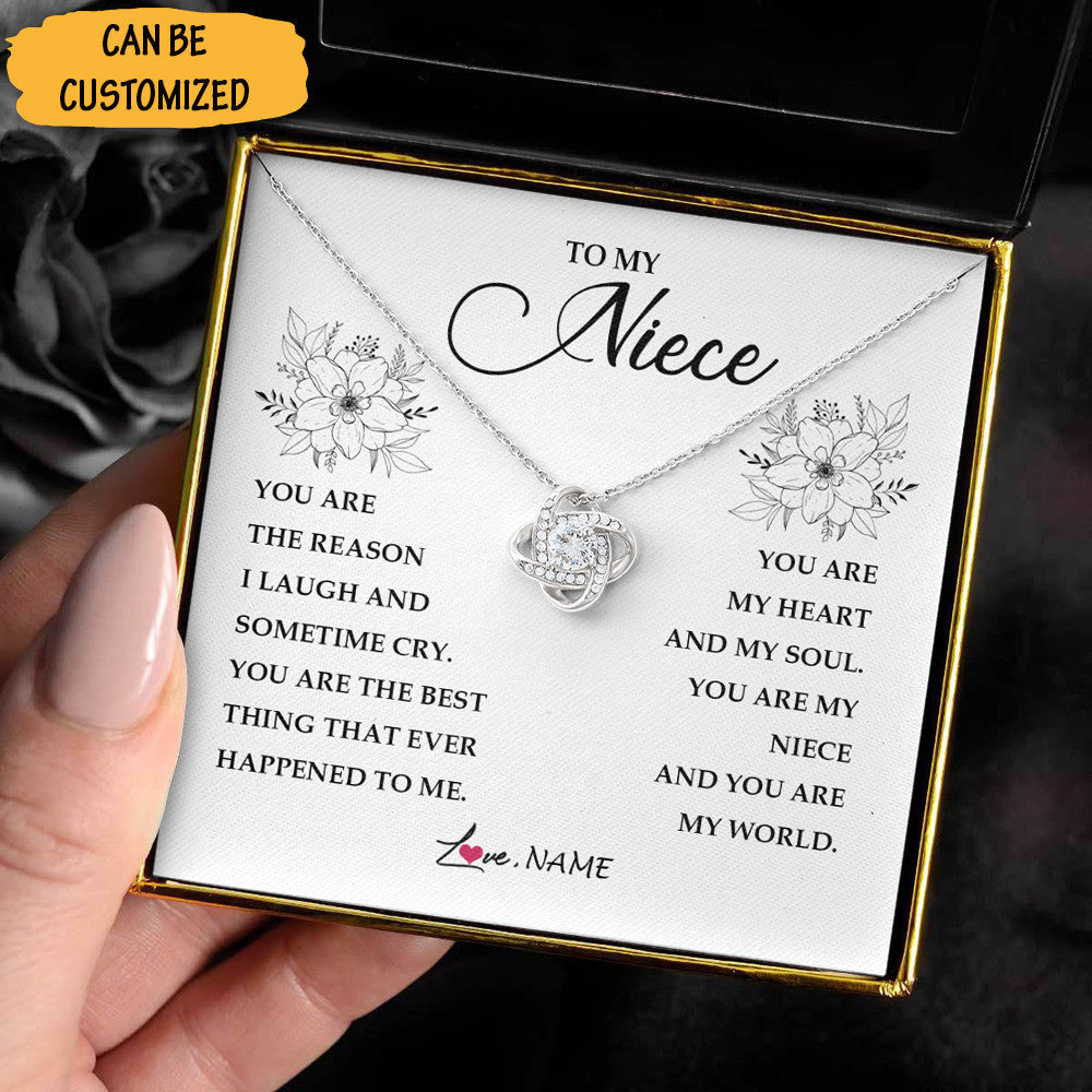 Customized To My Niece Necklace Sterling Silver Love Knot Pendant Necklace Christmas Personalized Gifts For Niece