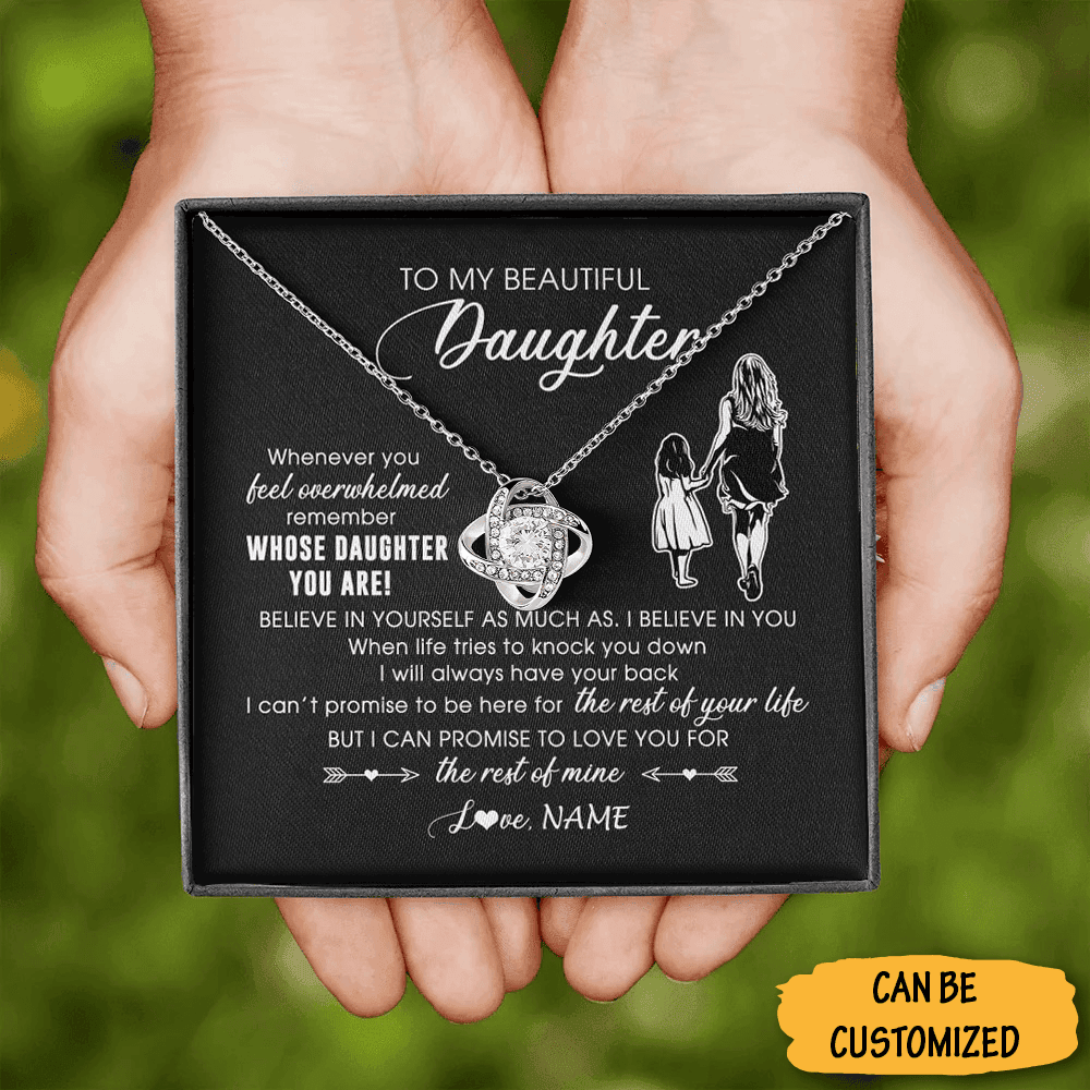 Personalized To My Beautiful Daughter Necklace Love Mom Sterling Silver Love Knot Pendant Necklace Gifts