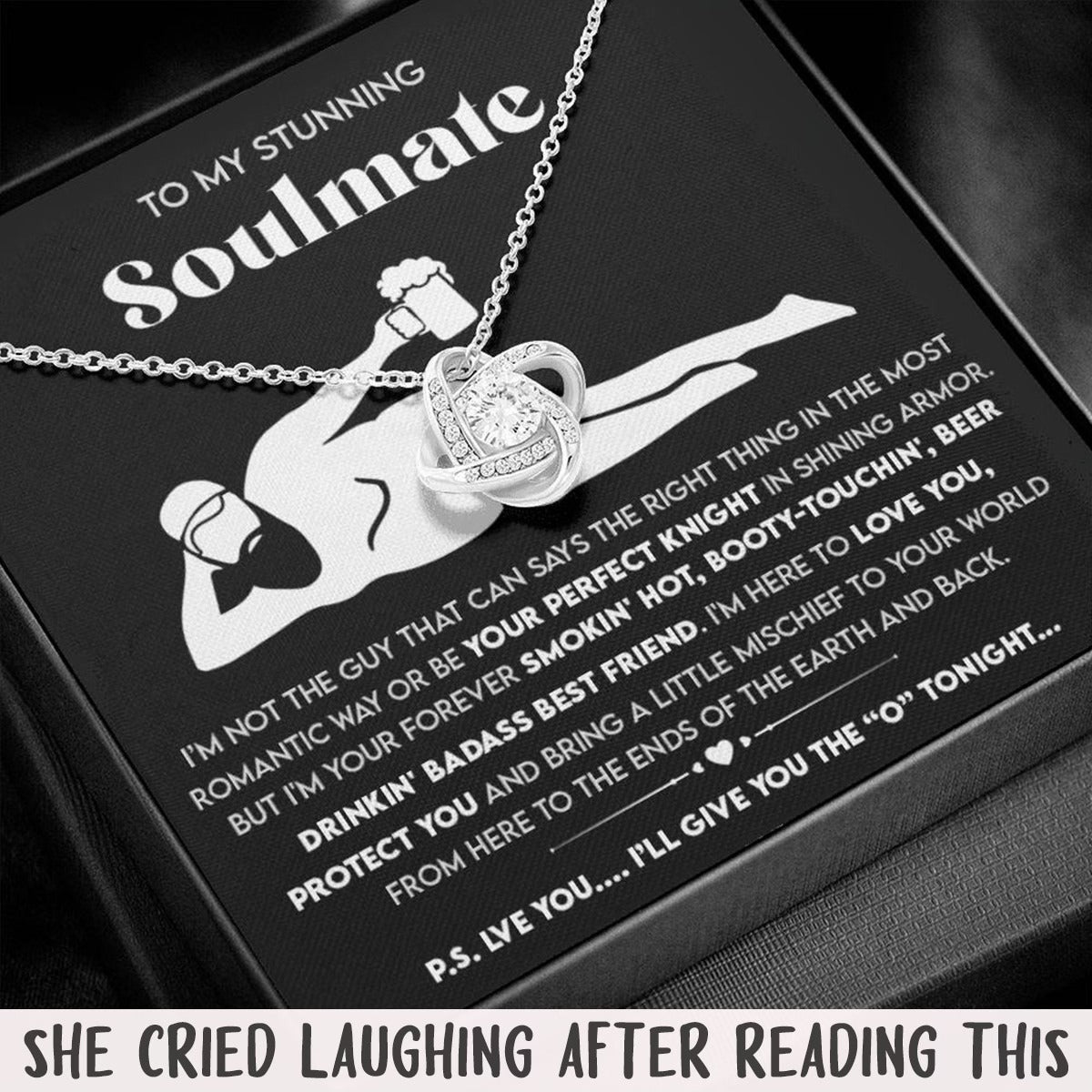 To My Stunning Soulmate Silver Love Knot Necklace Best Funny Birthday Gifts For Her