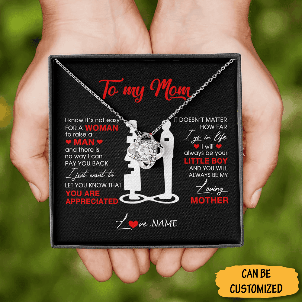 Personalized To My Mom Love Knot Necklace Son To Mom Necklace Sentimental Gift Ideas