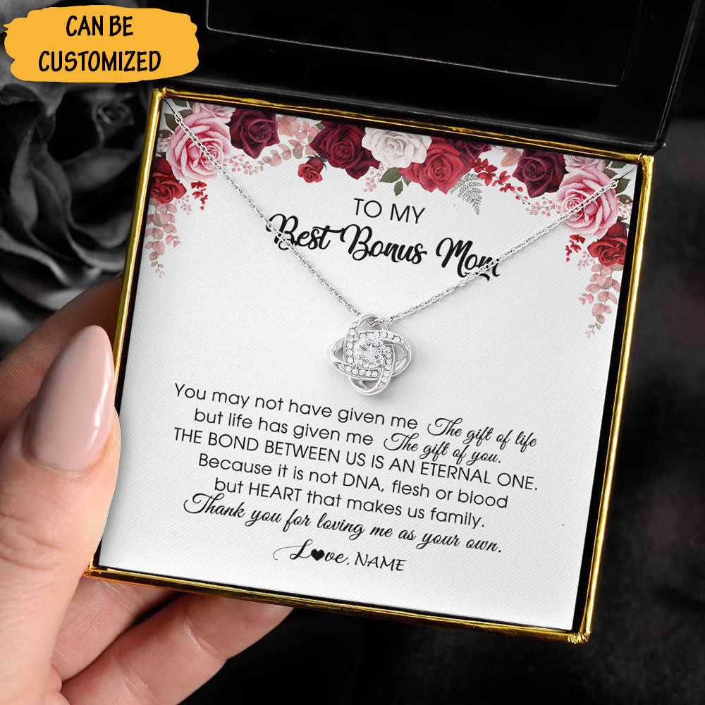 Personalized To My Best Bonus Mom Necklace From Daughter Love Knot Silver Necklace Bonus Mom Christmas Gifts