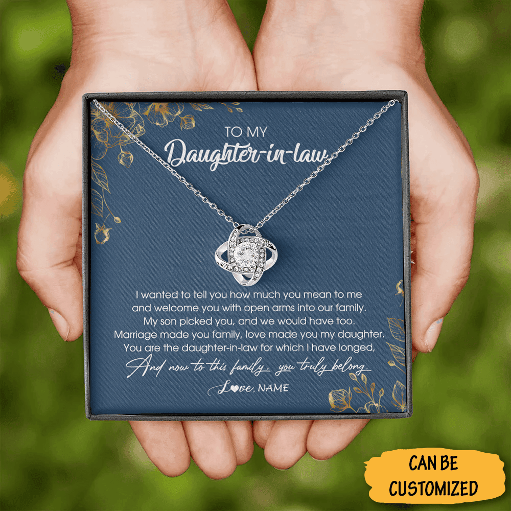 Personalized To My Daughter In Law Necklace Love Knot Necklace Sentimental Gifts To Give Daughter In Law