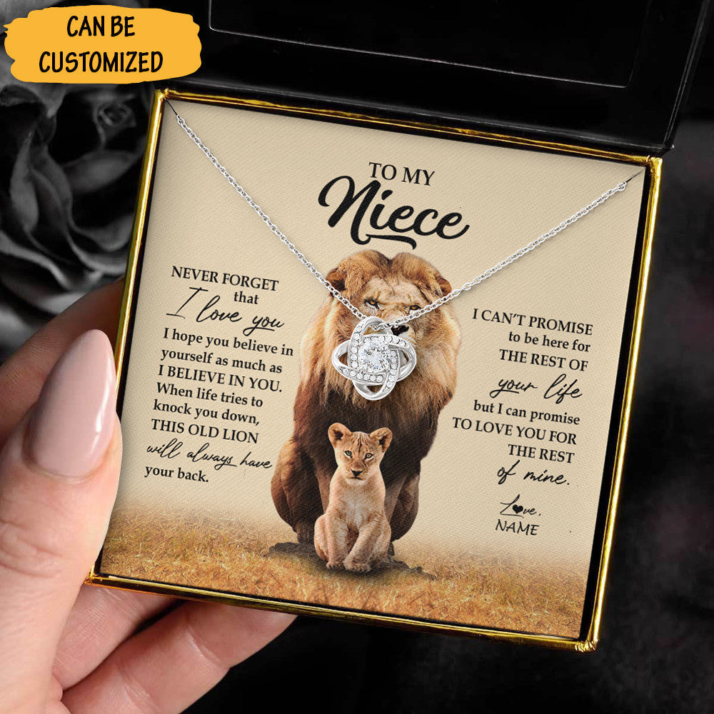 Customized To My Niece Love Knot Necklace Silver Lion I Love You Necklace Best Gifts For Niece From Uncle