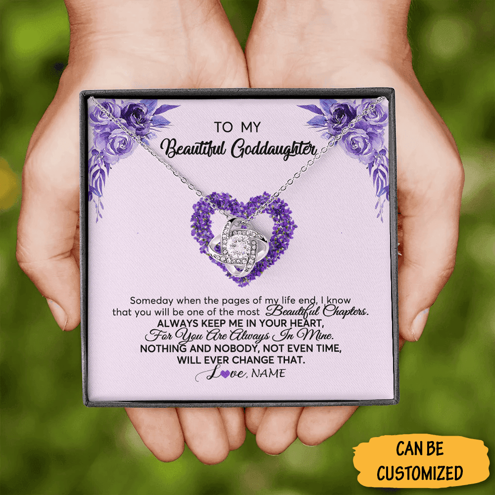 Customized To My Beautiful Goddaughter Necklace Sterling Silver Love Knot Pendant Necklace Goddaughter Birthday Gifts