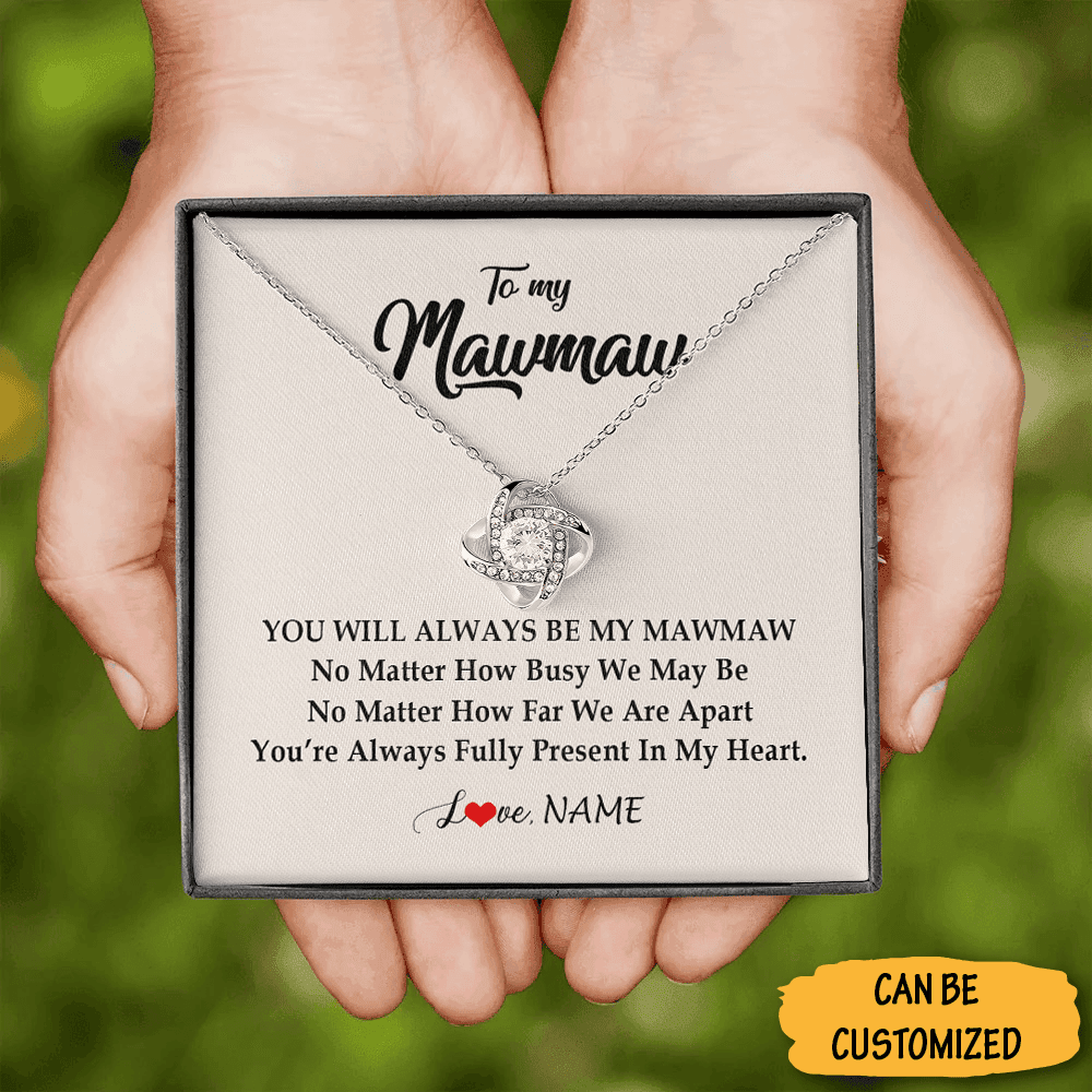 Custom My Mamaw Necklace Sterling Silver Love Knot Pendant Necklace Box Best Gift Ideas For Mamaw
