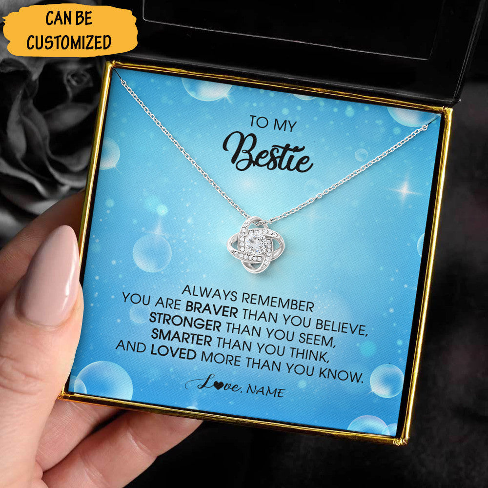 Personalized To My Bestie Necklace Love Knot Silver Necklace Things To Send Your Best Friend