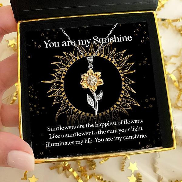 Best Mothers Day Gifts 2024 You Are My Sunshine Golden Sunflower Necklace Sunflower Pendant Necklace