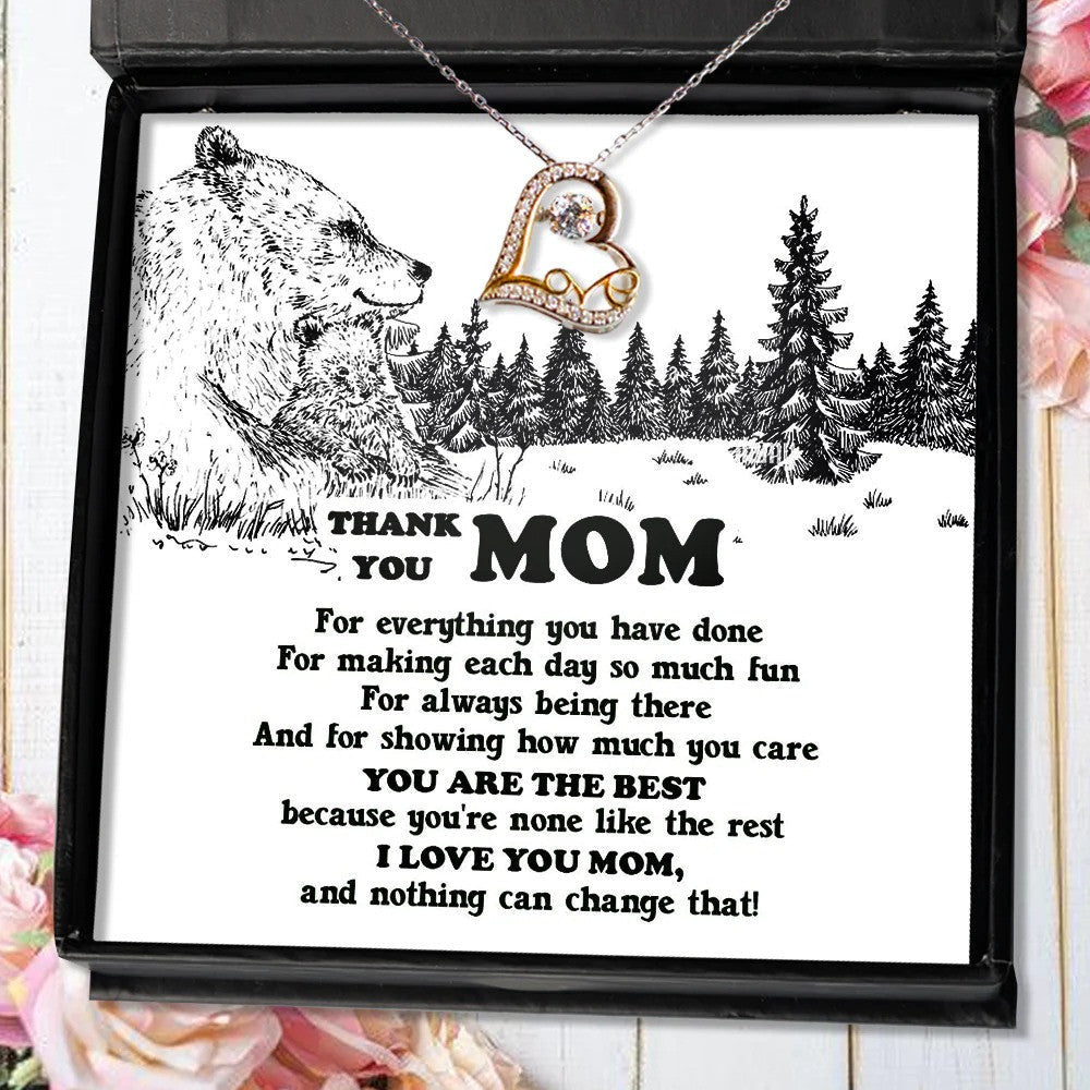 Thank You Mom Heart Love Dancing Necklace Mother's Day 2024 Jewelry Gift Ideas For Mom