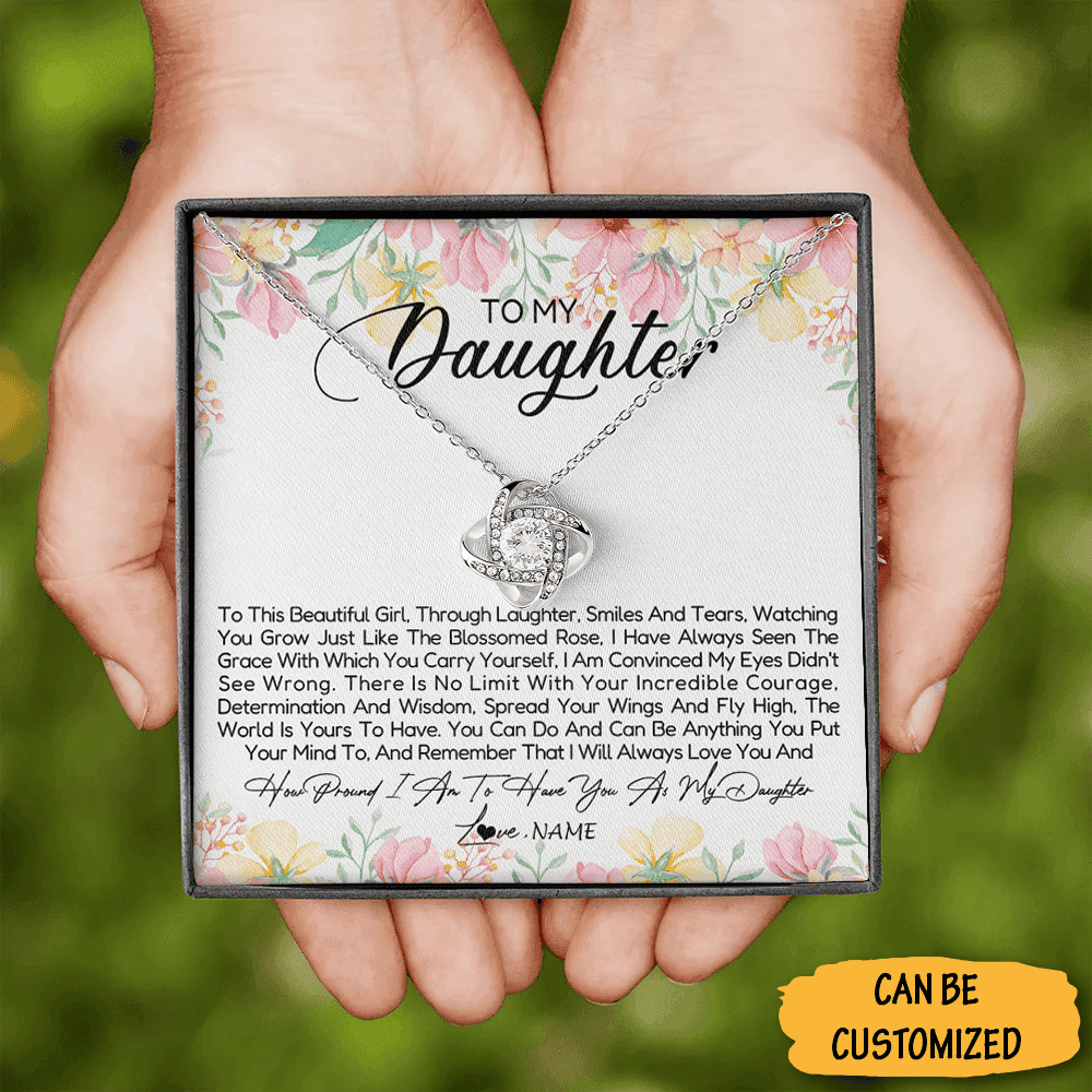 Personalized To My Daughter Necklace Sterling Silver Love Knot Pendant Necklace Sentimental Gifts For Daughter