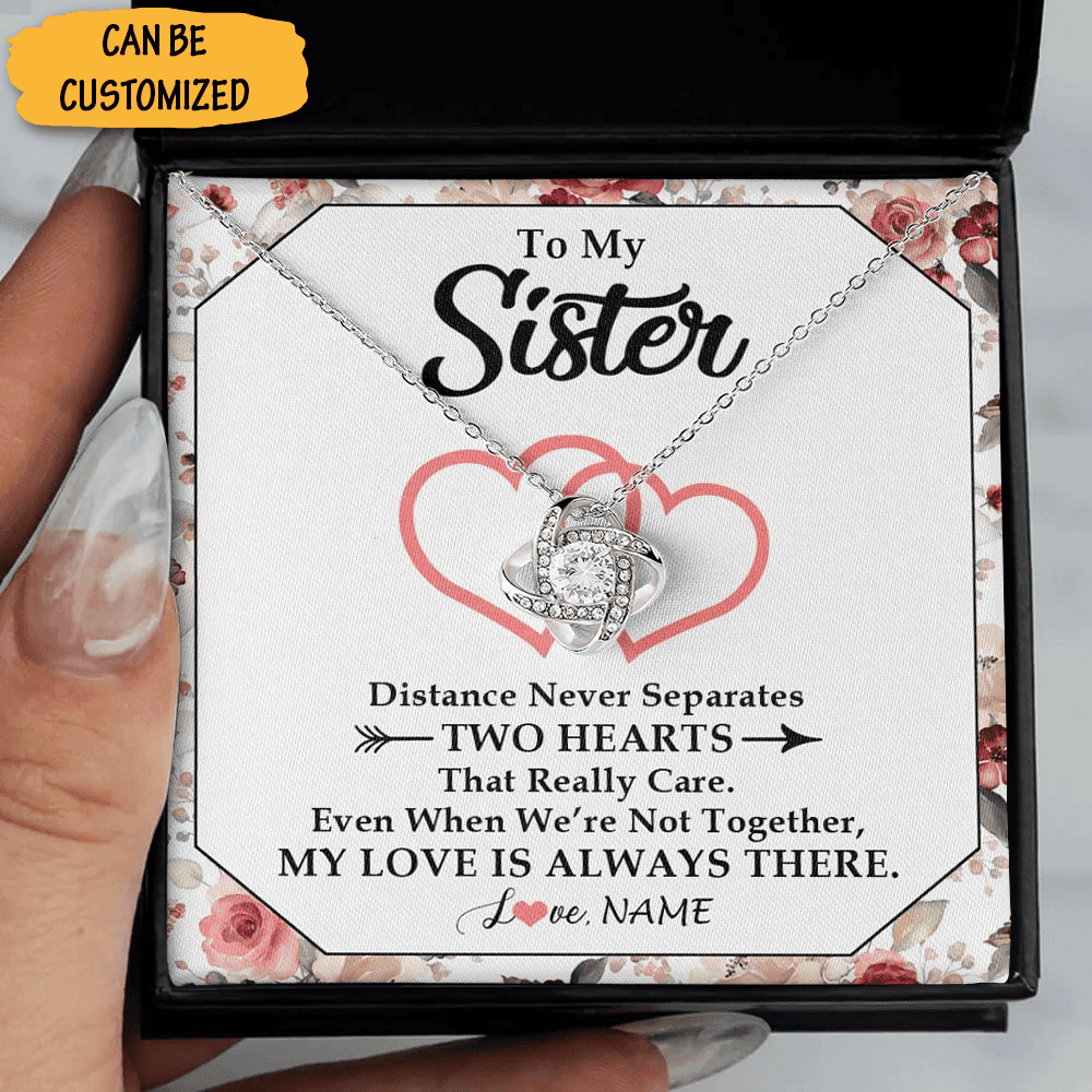 Custom To My Sister Necklace With Message Card Love Knot Pendant Necklace Birthday Gift For Elder Sister
