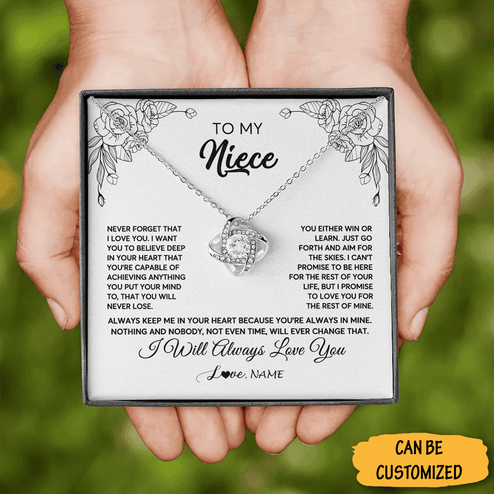 Customized To My Niece Love Knot Necklace I Will Always Love You Necklace Gifts For Grown Up Niece