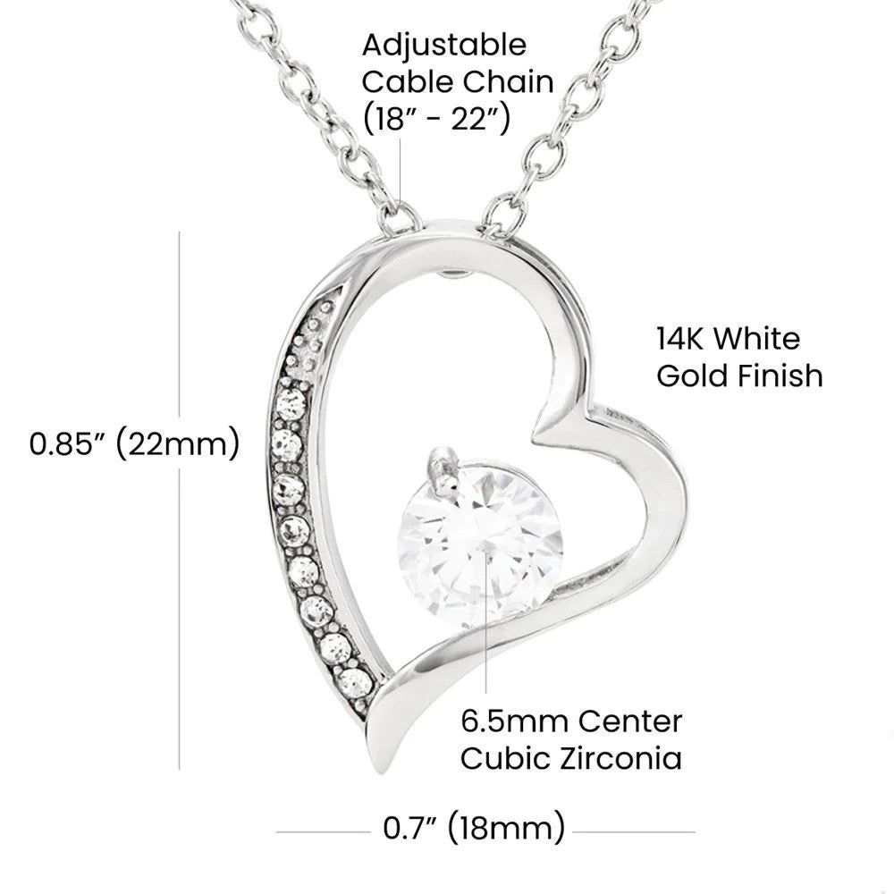 To My Wife Silver Heart Pendant Necklace Solitaire Crystal Necklace Mothers Day Gifts Jewelry For Wife