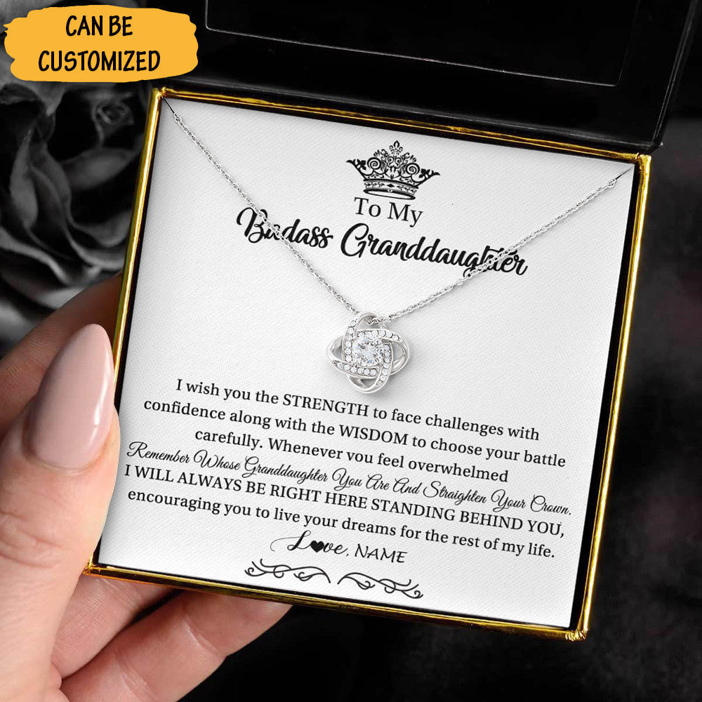 Customized To My Badass Granddaughter Love Knot Necklace Pendant Granddaughter Necklace From Grandparents