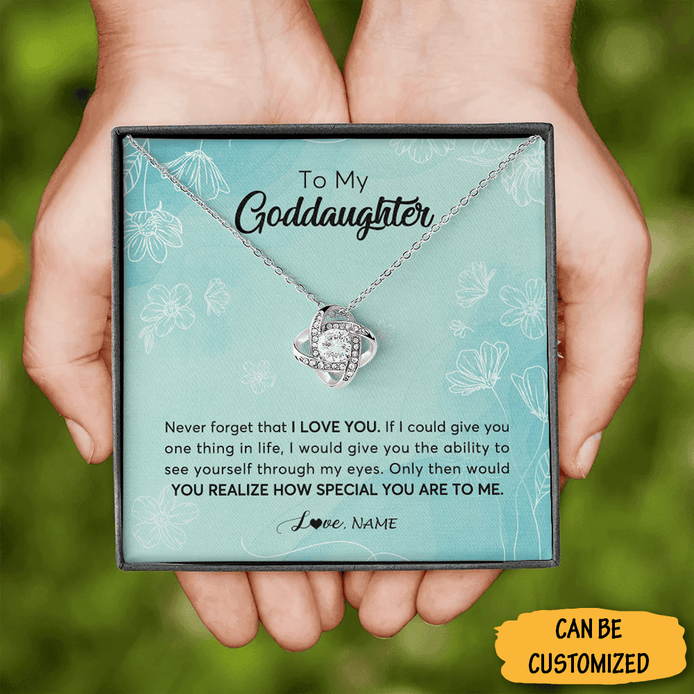 Personalized To My Goddaughter Necklace Sterling Silver Love Knot Pendant Necklace Xmas Gifts For Goddaughter