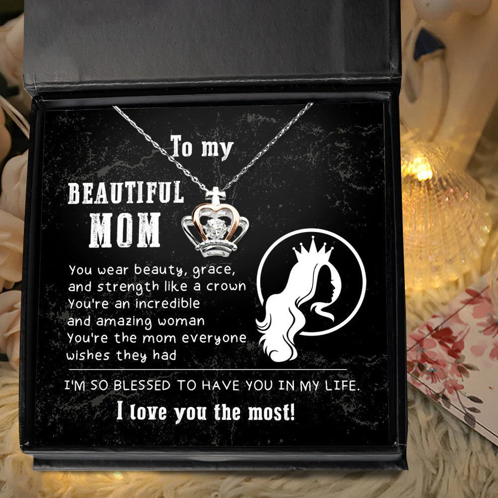 To My Beautiful Mom Crown Pendant Necklace Queen Crown Necklace Mother's Day Gifts From Daughter 2024 Ideas