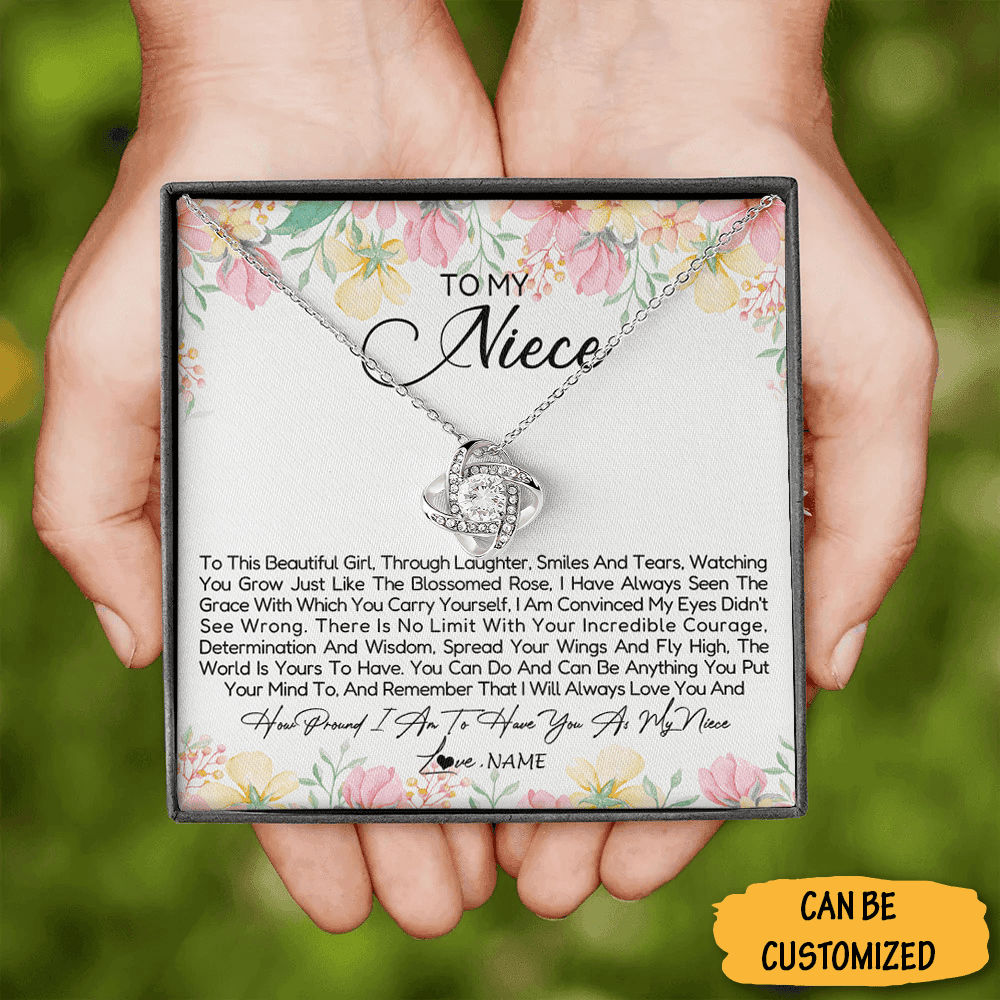 Personalized To My Niece Love Knot Necklace Silver Love Knot Pendant Birthday Gifts For Niece From Aunt