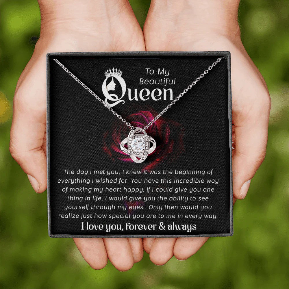To My Beautiful Queen Love Knot Necklace With Message Card Mother's Day Jewelry Ideas 2024