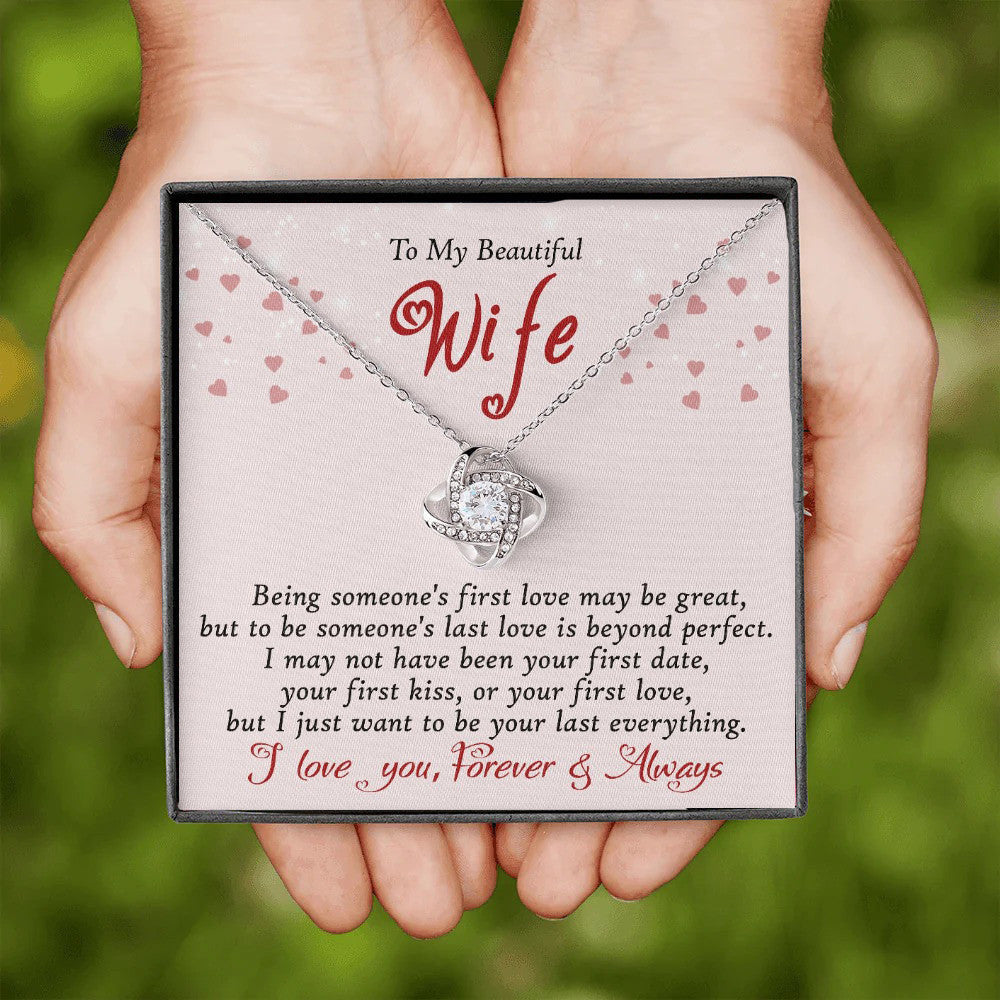 To My Beautiful Wife Love Knot Necklace Mother's Day 2024 Gifts For Wife From Husband