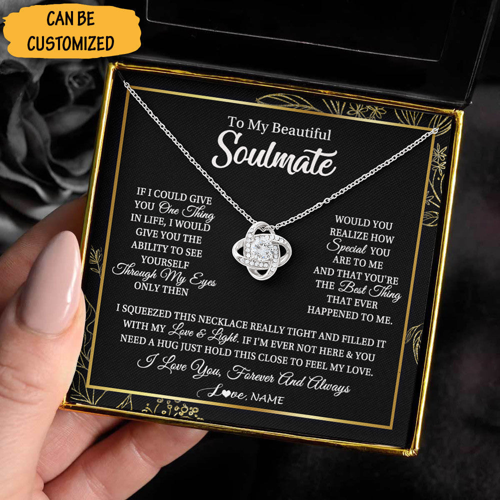 Personalized To My Beautiful Soulmate Necklace Love Knot Necklace Beast Soulmate Gift For Her