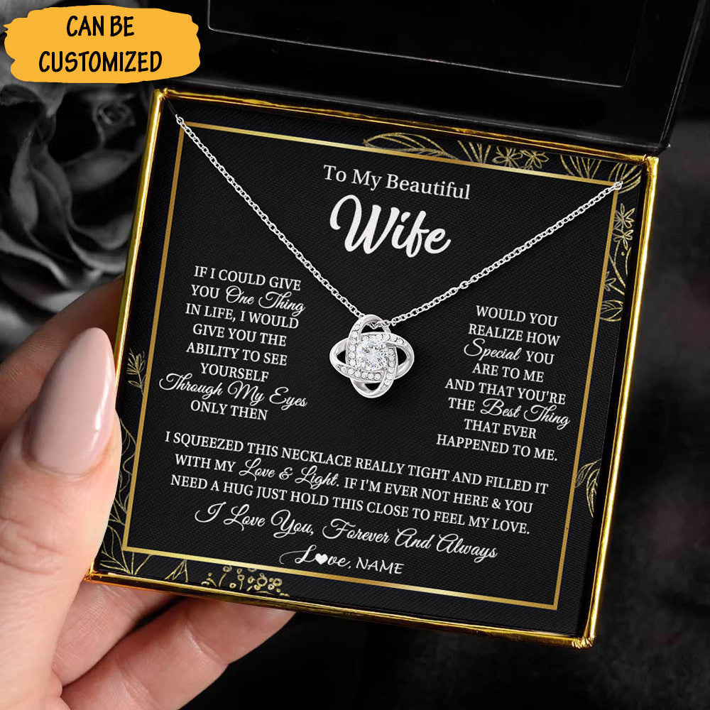 Personalized To My Beautiful Wife Necklace Sterling Silver Love Knot Necklace Best Christmas Gifts For Wife