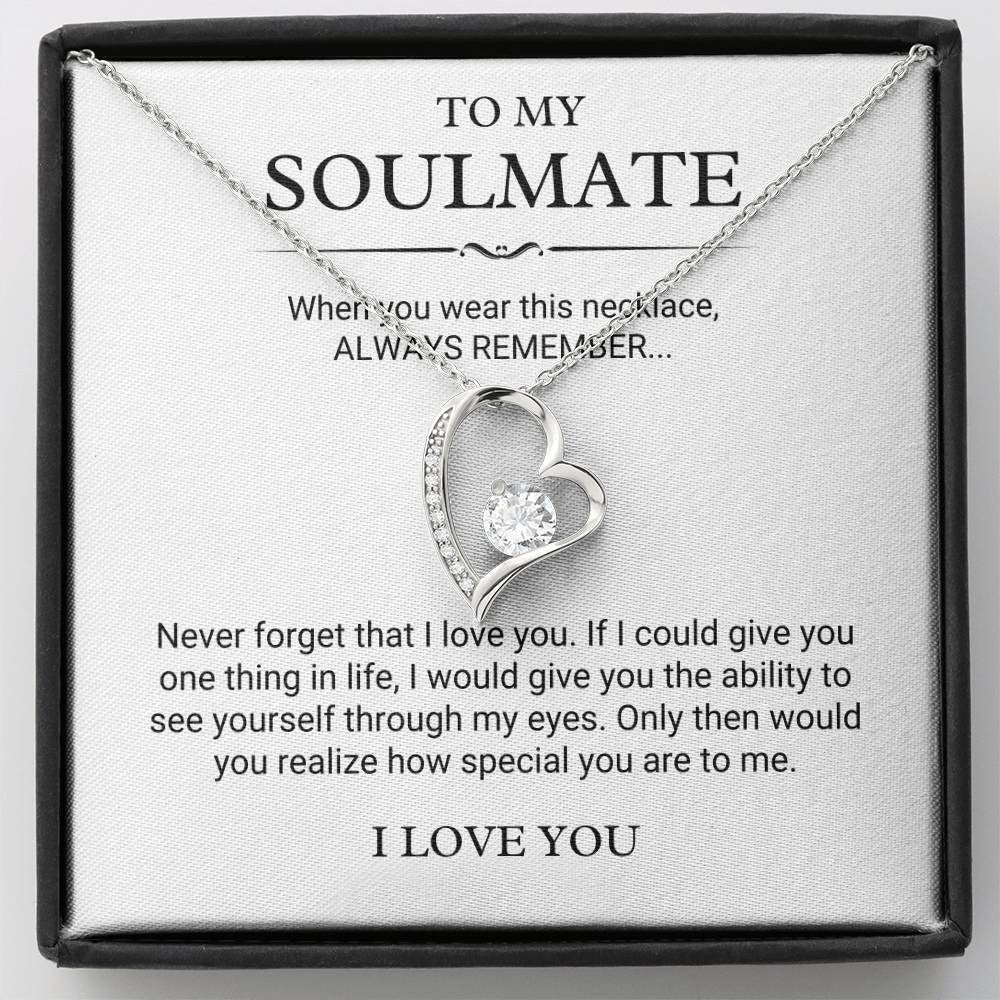 To My Soulmate I Love You Heart Necklace Solitaire Crystal Necklace Soulmate Gifts For Her