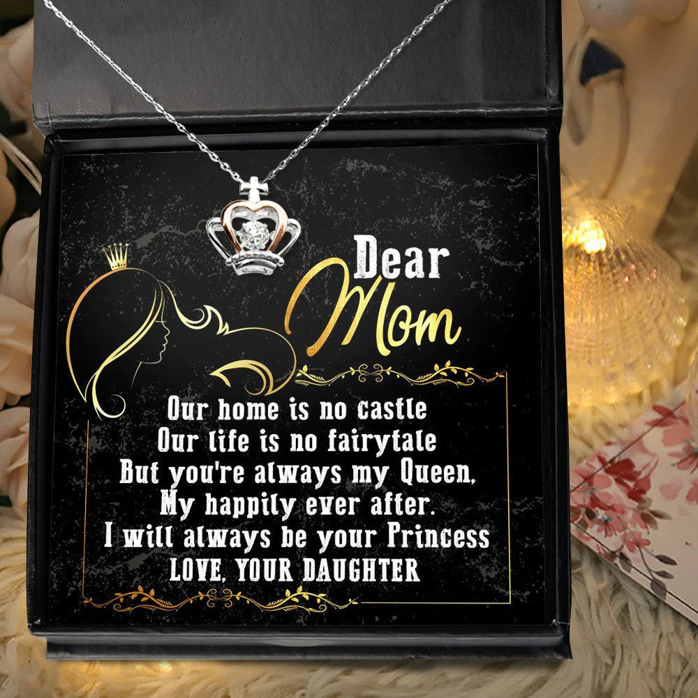 Dear Mom Mother's Day Crown Pendant Necklace Queen Crown Pendant Necklace For Mom Gifts From Daughter