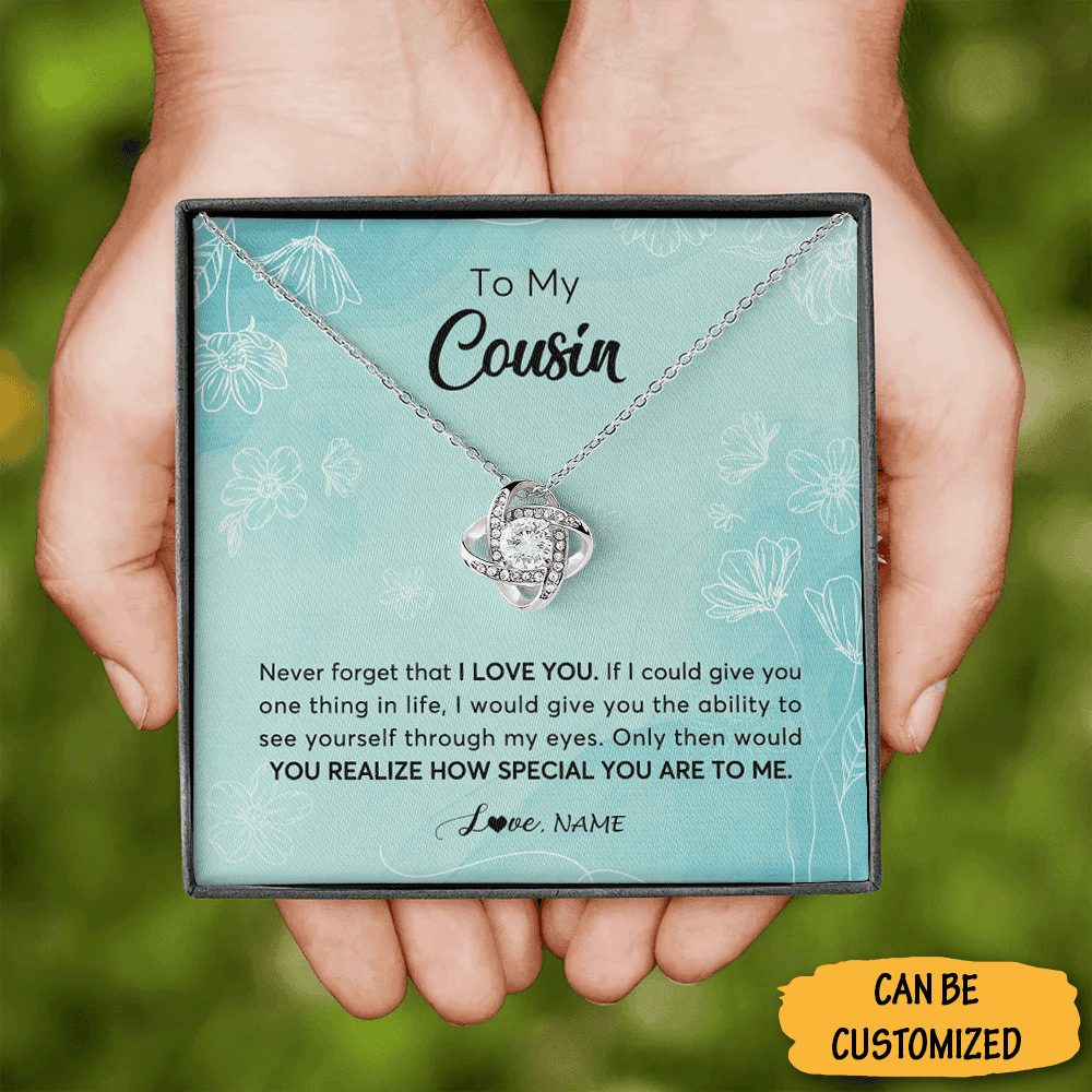 Personalized To My Cousin Necklace Love Knot Silver Necklace Christmas Gifts For Cousins Female