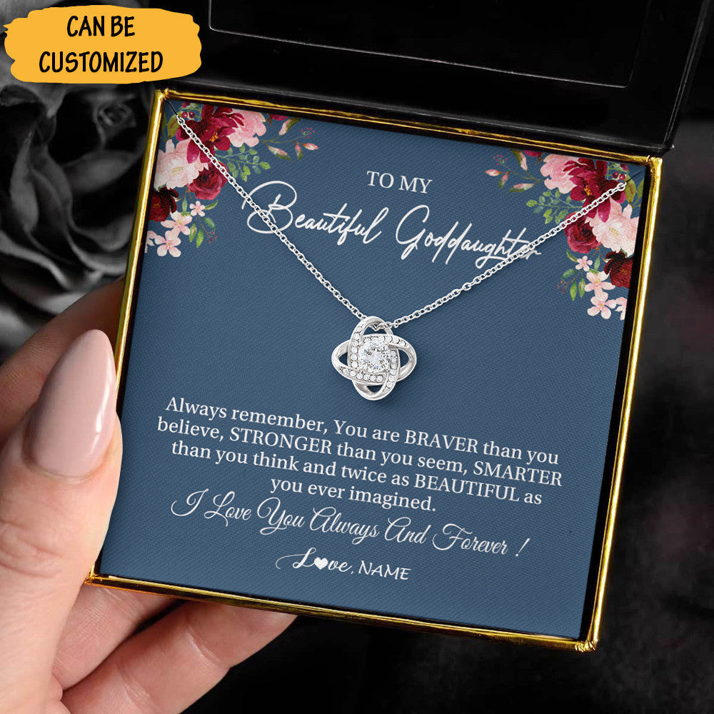 Personalized To My Goddaughter Necklace Love Knot Necklace Goddaughter Jewellery Goddaughter Gifts From Godparents