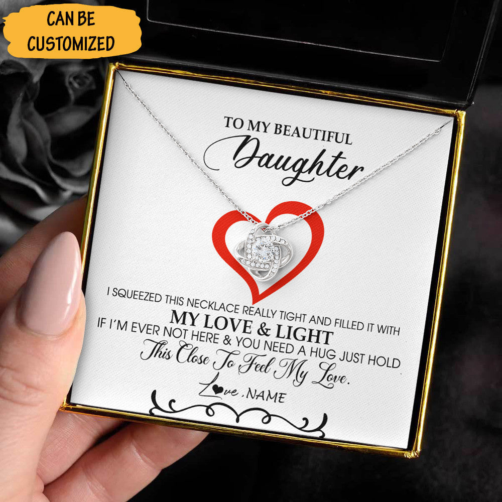 Customized To My Beautiful Daughter Necklace Love Knot Silver Necklace Meaningful Christmas Gifts For Daughter