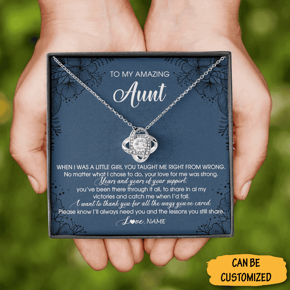 Personalized To My Amazing Aunt Necklace From Niece Sterling Silver Aunt Love Knot Necklace Jewelry Box Gifts