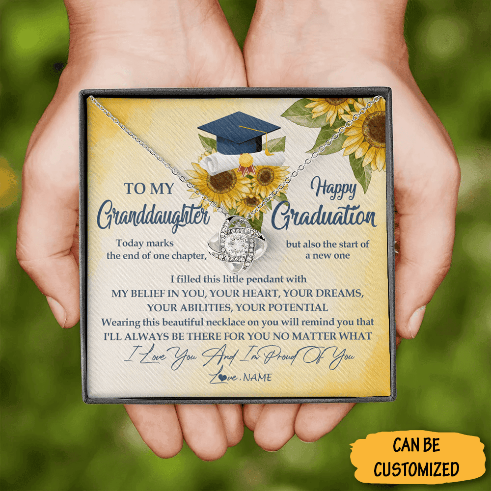 Customized To My Granddaughter Happy Graduation Love Knot Necklace Graduation Gifts For Granddaughter From Grandparents