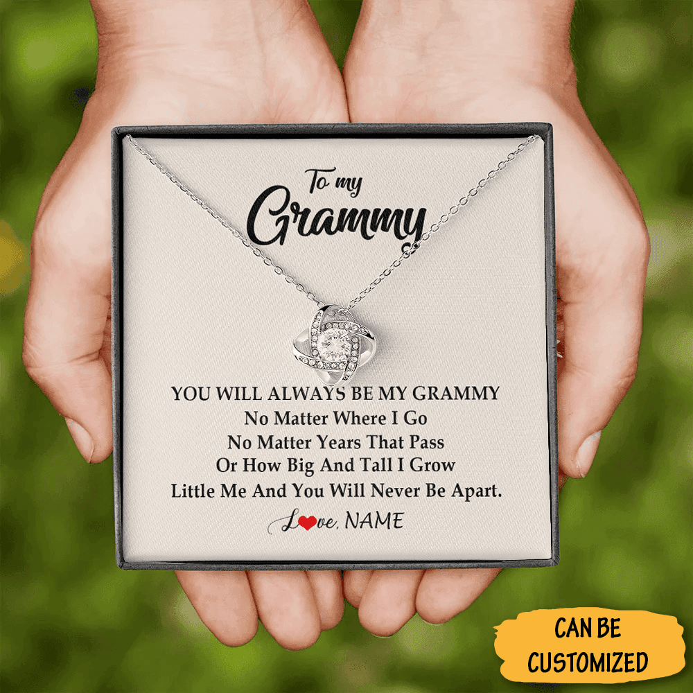 Custom To My Grammy Necklace Silver Love Knot Necklace With Message Grammy Grandma Gifts For Christmas