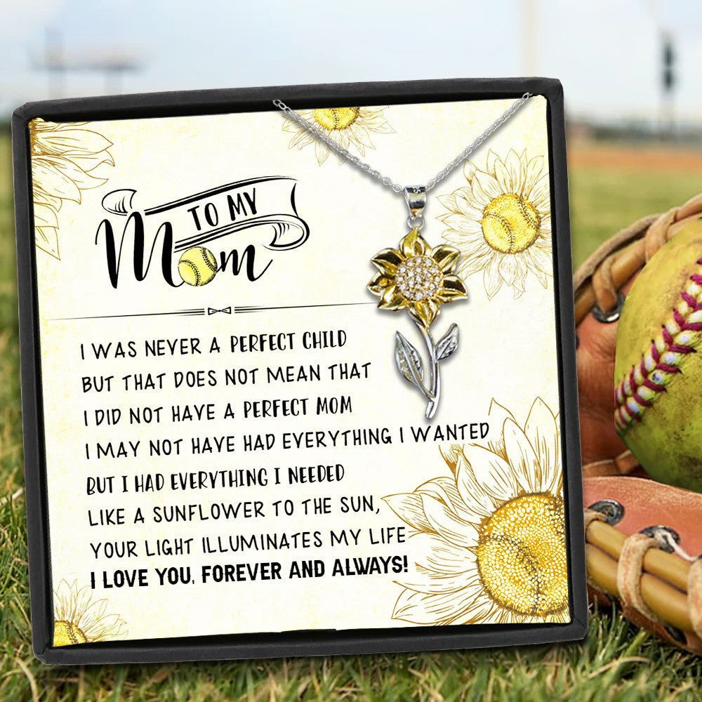Best Mothers Day Gifts To My Softball Mom Sunflower Gold Sunflower Necklace I Love You Forever And Always Necklace