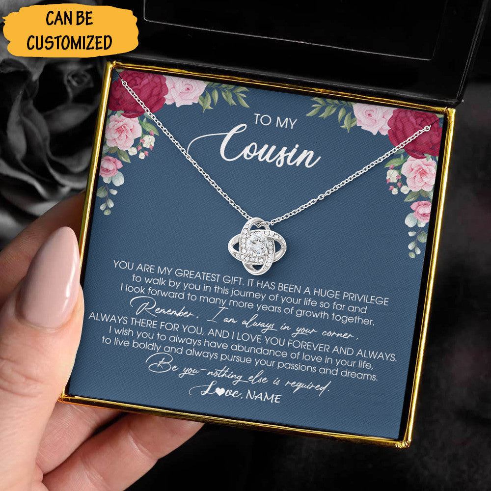 Customized To My Cousin Necklace Sterling Silver Love Knot Pendant Necklace Christmas Gift Ideas For Cousins