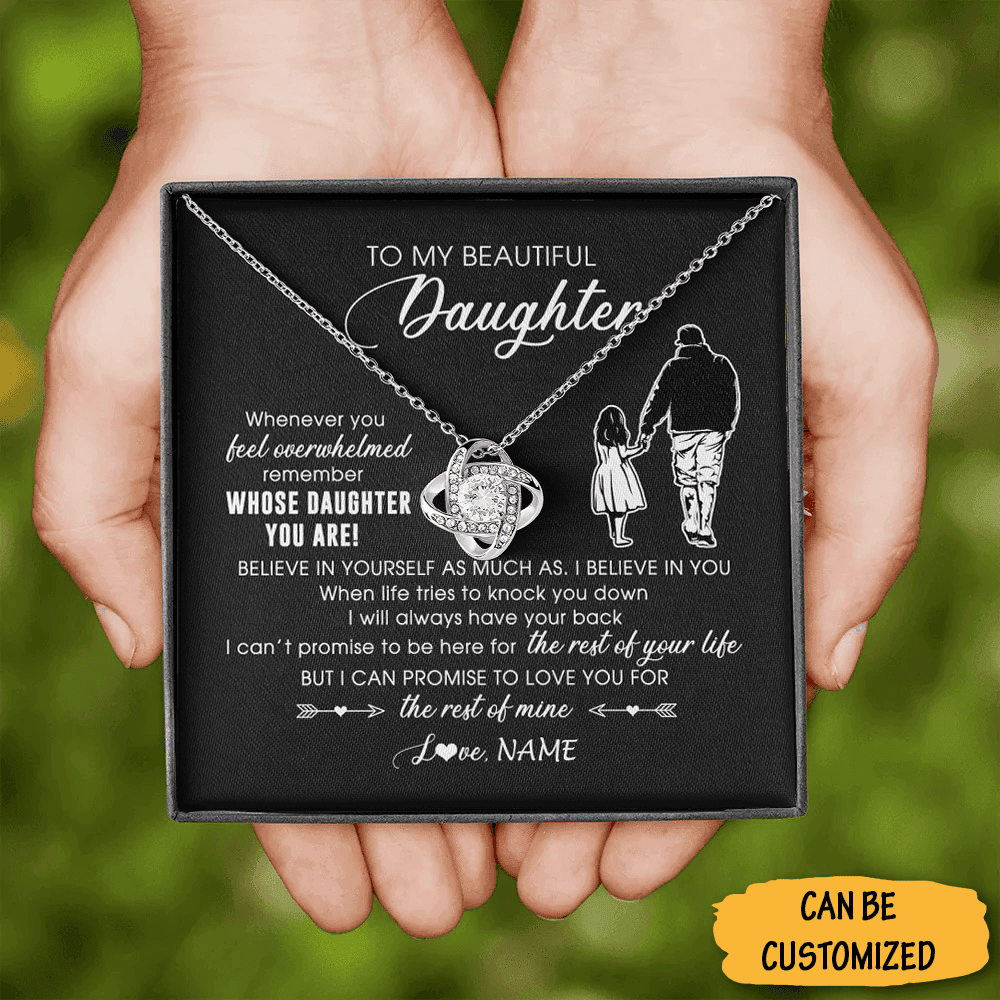 Personalized To My Beautiful Daughter Necklace From Dad Love Knot Silver Necklace Sentimental Gifts For Daughter