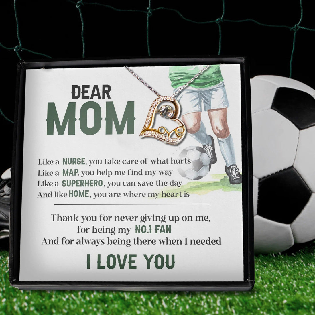 Dear Soccer Mom Heart Love Dancing Necklace To My Mom Necklace Soccer Player Gifts For Mom