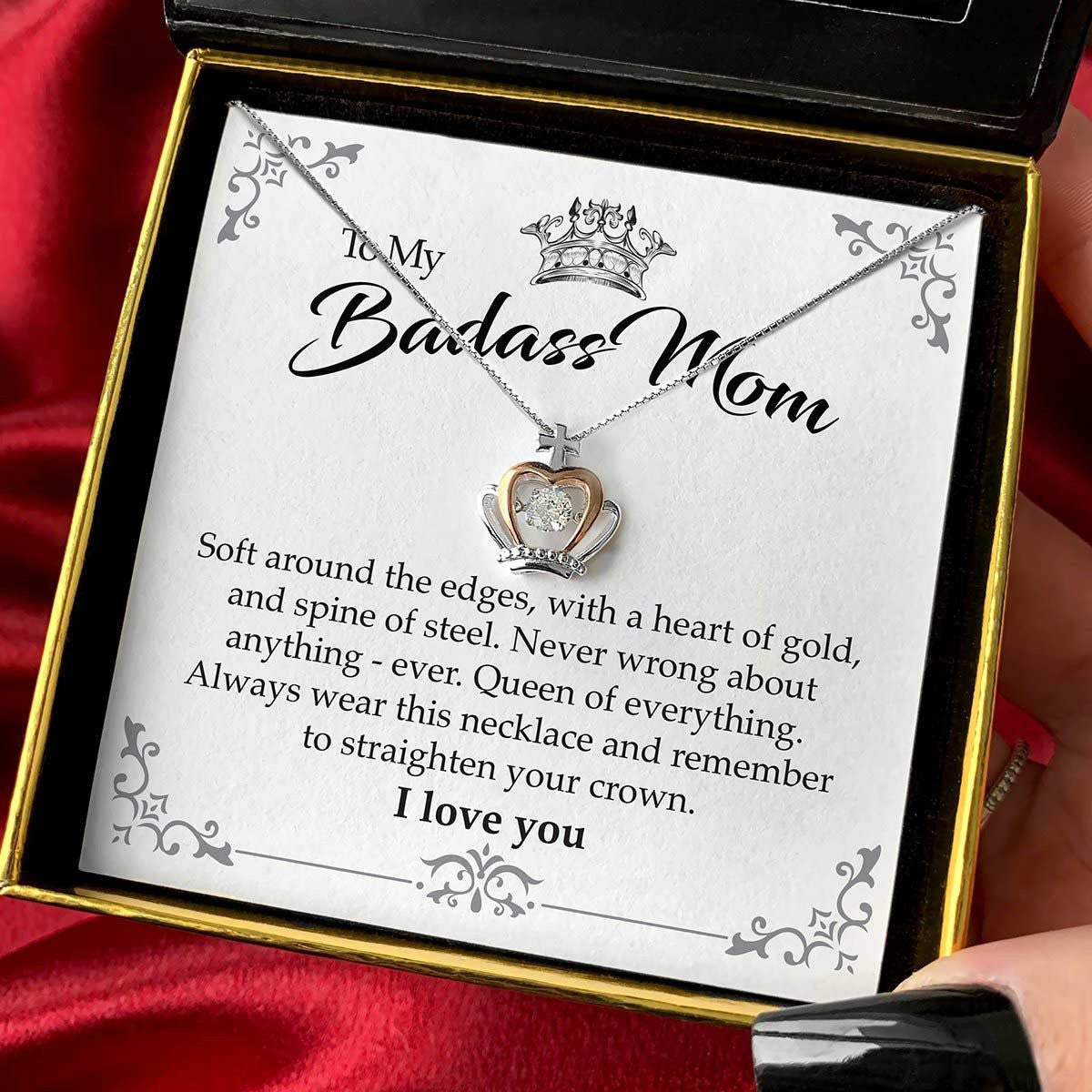 To My Badass Mum Crown Pendant Necklace Silver Great Mother's Day Gifts Necklace 2024 Ideas