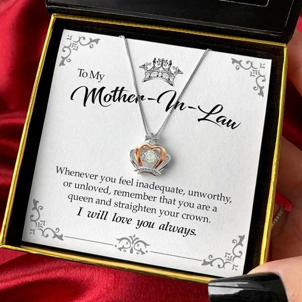 To My Mother-In Law Crown Necklace Sterling Silver Crown Pendant Necklace Great Mothers Day Gift Ideas