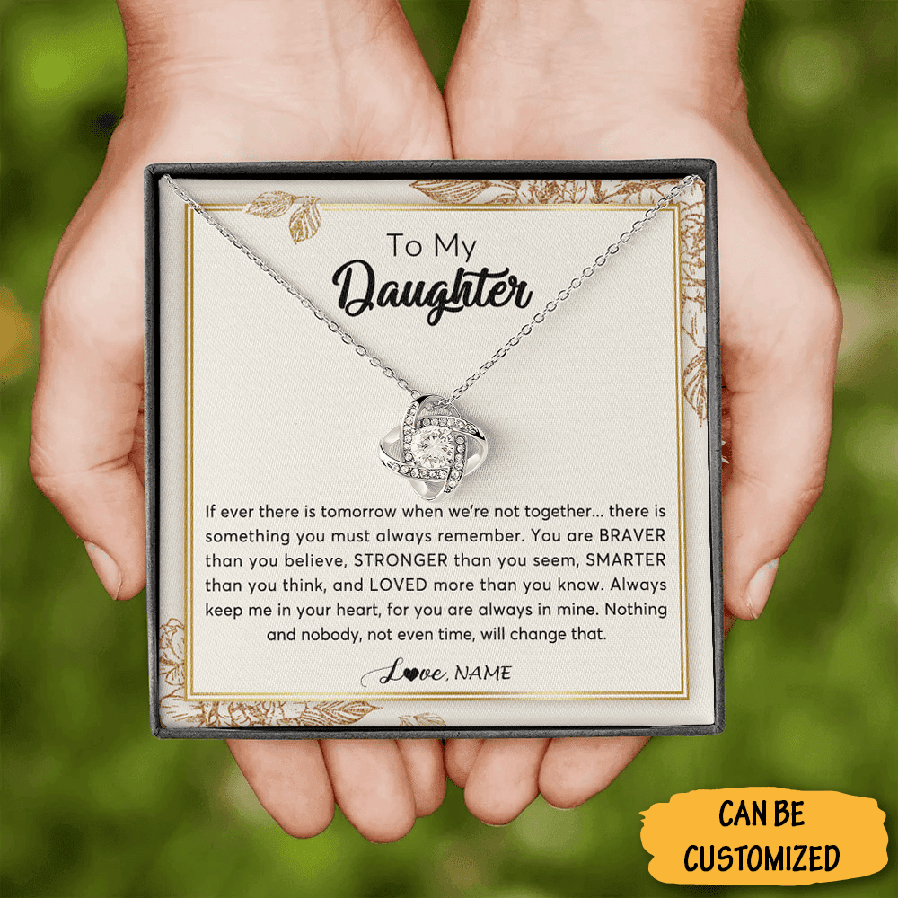 Personalized To My Daughter Necklace Sterling Silver Love Knot Necklace Meaningful Gifts For Daughter Christmas