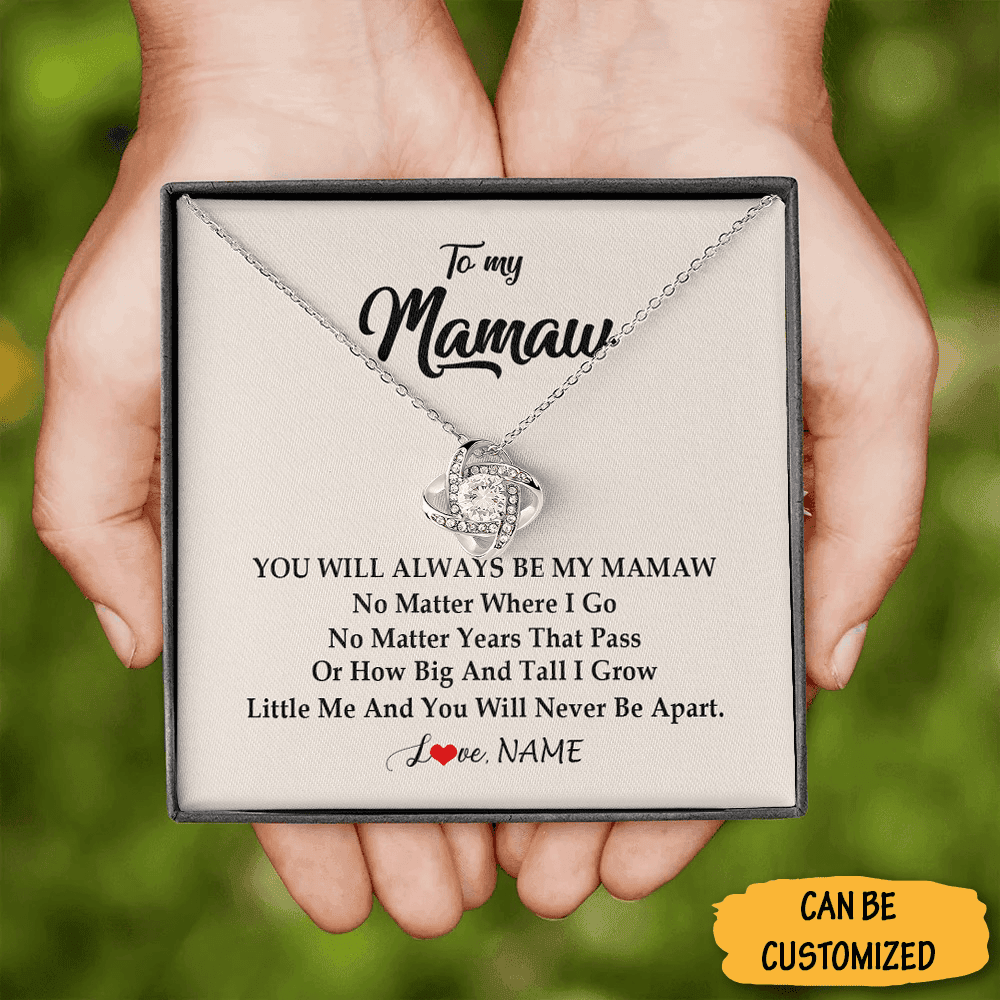 Personalized To My Mamaw Necklace Love Knot Silver Necklace Mother's Day Gifts For Mamaw