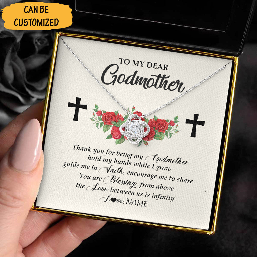 Personalized To My Dear Godmother Love Knot Necklace Sterling Silver Love Knot Pendant Godmother Mothers Day Gifts
