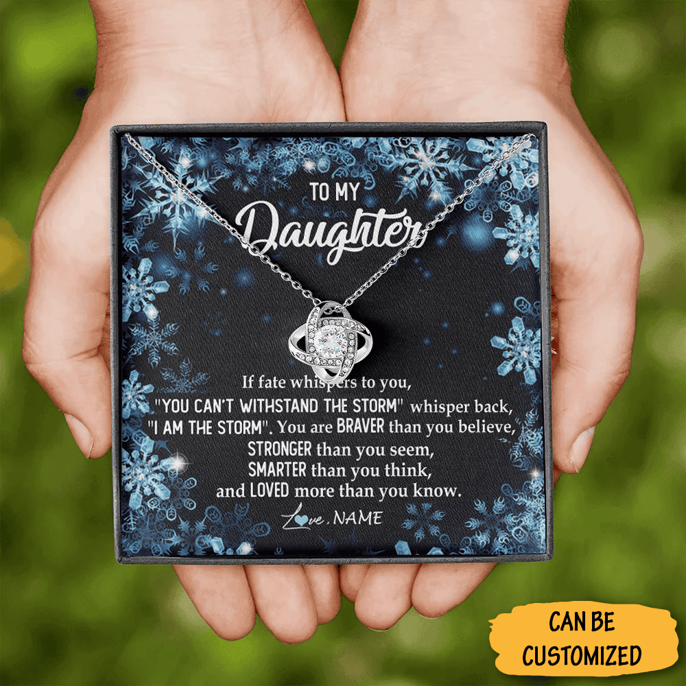 Personalized To My Daughter Necklace Sterling Silver Love Knot Pendant Necklace Best Christmas Gifts For Daughter
