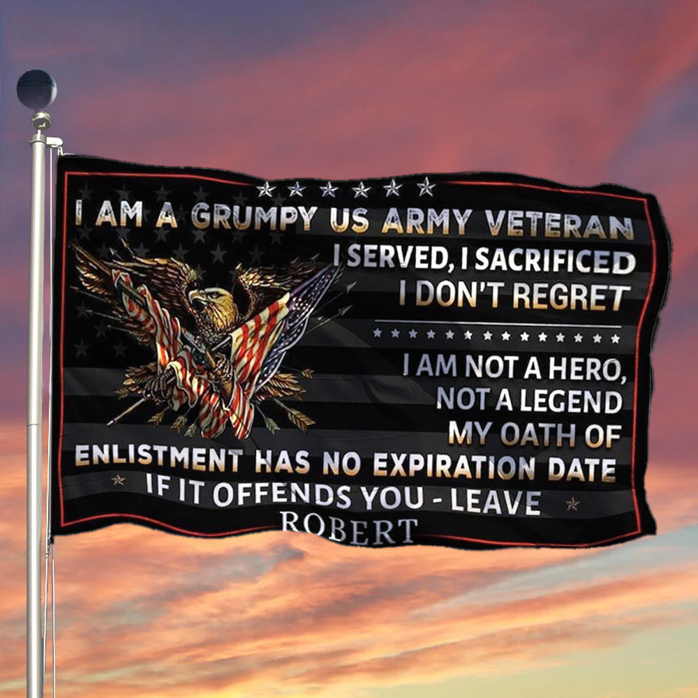 Custom Eagle I Am A Grumpy US Army Veteran Flag Gifts That Give Back To Veterans